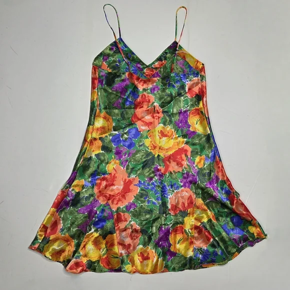 Vintage Victoria's Secret Gold Label Multicolor Floral Slip Dress Size P (XS) - Picture 5 of 7